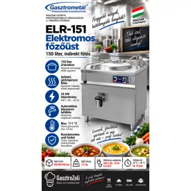   Gasztrometál ELR-151 elektromos főzőüst – 150 liter, indirekt fűtés