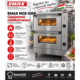   EMAX NGS-1200 gázüzemű statikus sütőkemence – 2 aknás, GN 2/1