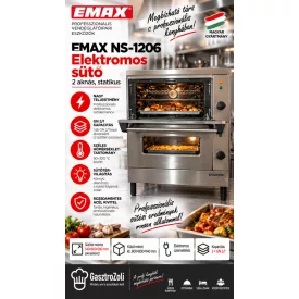 EMAX NS-1206 elektromos statikus sütő – 2 aknás, GN 2/1