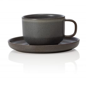 ONE STONE GREY 220 ml-es kőporcelán teás csésze és alj