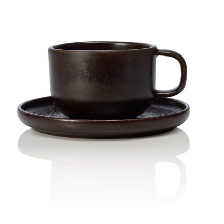 ONE METALLIC BROWN 220 ml-es kőporcelán teás csésze és alj