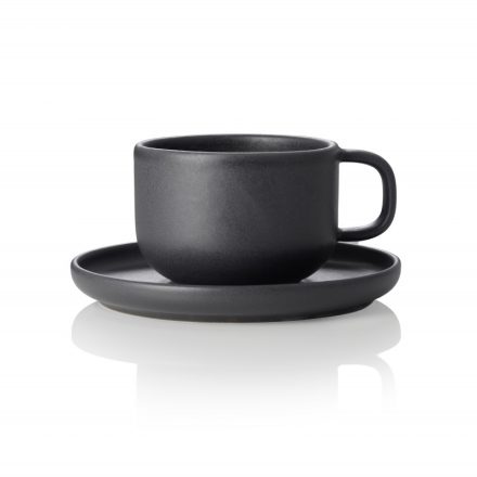 ONE MIDNIGHT 220 ml-es kőporcelán teás csésze és alj
