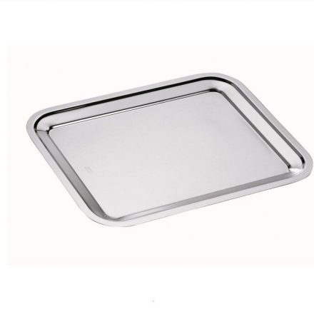 Dribbling tálca 35×28 cm – olasz, szögletes felszolgálótálca rozsdamentes acél peremmel