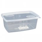 Magyar gyártmányú műanyag ételhordó doboz fedővel, 0,8 liter – vendéglátóipari kivitel