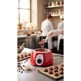 Csokoládé temperáló, mini analóg, piros, 1,8 l, 26x26x16 cm