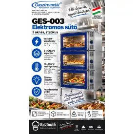   Gasztrometál GES-003 elektromos statikus sütő – 3 aknás, GN 2/1