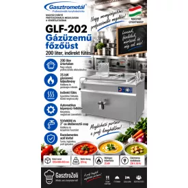   Gasztrometál GLF-202 gázüzemű főzőüst – 200 liter, indirekt fűtés