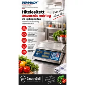 Hitelesített Árszorzós Mérleg, 30kg Kapacitás