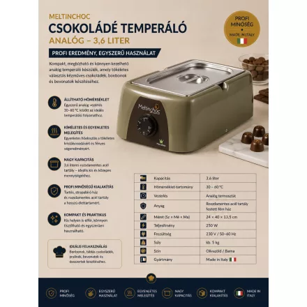 Meltinchoc analóg csokoládé temperáló 3,6 l, 24x40x13,5 cm