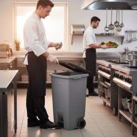 Pedálos szemetes, 120 l, polietilén, fekete tető