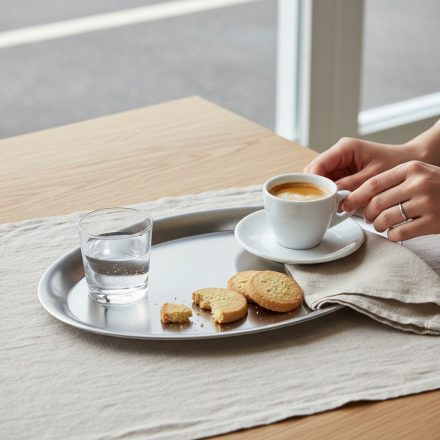 Kávéházi ovális tálca, 29x22 cm, rozsdamentes - Német minőség