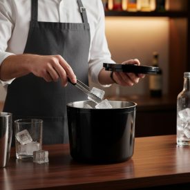 Jégtartó vödör, duplafalú, 10 l, fekete, műanyag