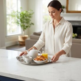 Domino kerek tálca, 30 cm átmérő, fogóval, rozsdamentes