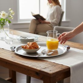 Domino kerek tálca, 35 cm átmérő, fogóval, rozsdamentes