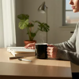 Robert bögre, fekete, 290 ml, kemény porcelán