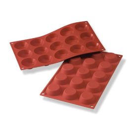   Szilikon sütőforma, Tartlet, 15 adag, 50 mm átm., 15 mm mély, piros színű