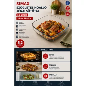 SIMA- hőálló jénai tál, szögletes, 5,2 literes,  36,8-32-7,5cm