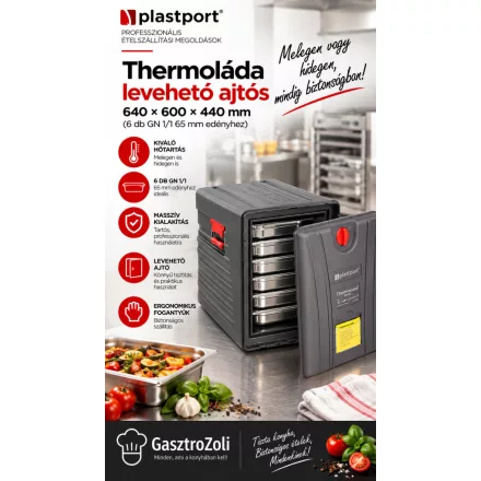 Thermoláda levehető ajtós 640-600-440 mm (6 db Gn 1/1 65 mm edényhez)