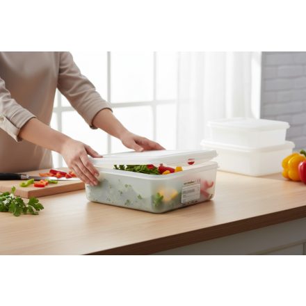 Denox GN edény 1/2 65 mm 4 liter ételtároló légmentesen záró fedővel