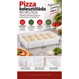   Pizza kelesztőláda 60×40×10 cm – polipropilén, fedő nélkül