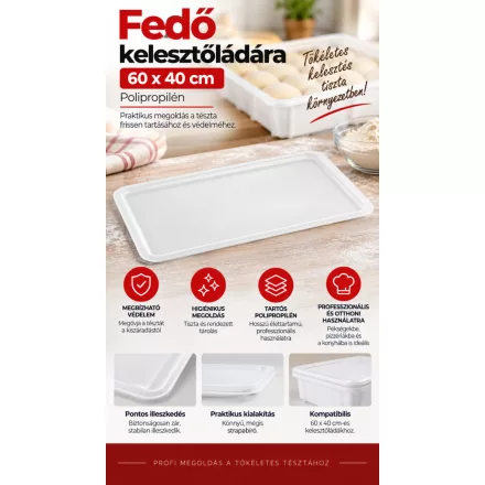 Pizza kelesztőláda fedő 60×40 cm – polipropilén