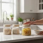 Sahara tároló üveg, fa hatású tetővel, 980 ml, üveg