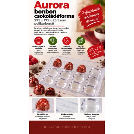 Aurora bonbon csokoládéforma – Kirsten Tibballs, 28 db