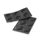 Martellato szilikon sütőforma – fekete, Ø 70 mm x 17 mm, 6 mélyedés, professzionális tapadásmentes kivitel