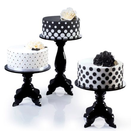BAROQUE 5 részes átlátszó plexi torta állvány Ø 26cm - 1 x h35 - 4x h 21cm. a Martellato-tól