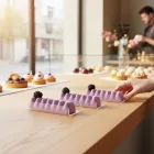 Átlátszó négyzetes süteményestálca felhajtott széllel, 60X140 mm, polikarbonát