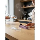 Átlátszó négyzetes süteményestálca felhajtott széllel, 60X140 mm, polikarbonát