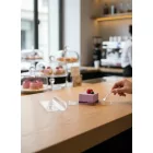 Átlátszó négyzetes süteményestálca felhajtott széllel, 60X140 mm, polikarbonát