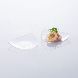 Átlátszó háromszög alakú tálka fingerfoodhoz, 20 ml, polikarbonát