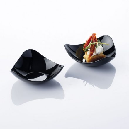 Fekete háromszög alakú tálka fingerfoodhoz, 30 ml, 100 db-os csomag