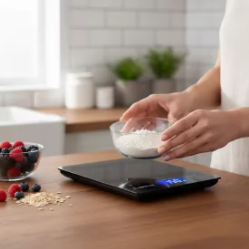   Digitális konyhamérleg, 5 kg méréshatár, üveglapos fekete