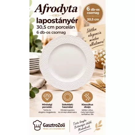 Afrodyta lapostányér 30,5 cm porcelán, 6 db-os csomag