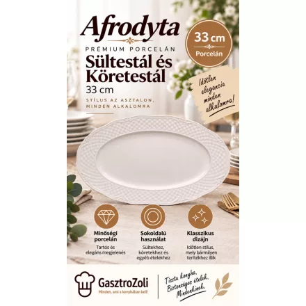 Lubiana Afrodyta Prémium Porcelán Sültestál és Köretestál, 33 cm