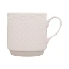 Afrodyta bögre – részletfotó a fényes fehér porcelán felületről és a kényelmes fülkialakításról, prémium minőségben