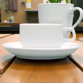 Kaszub mokkáscsésze és alj 0,09 liter – klasszikus fehér porcelánból készült mokkáscsésze alátéttel, elegáns kávézáshoz