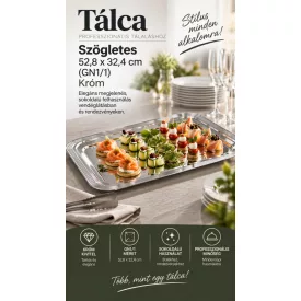 Krómozott szögletes tálca GN 1/1 – 52,8×32,4 cm