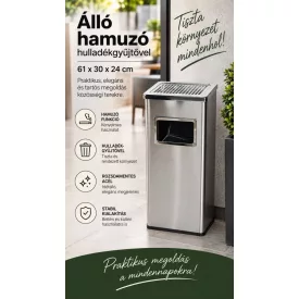 Álló hamuzó 61-30-24 cm, rozsdamentes