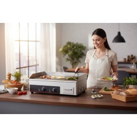   Elektromos rostlap 2/3 sima 1/3bordázott, 230V/3,6kW,640x450x250