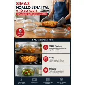 Hőálló jénai tál, 9 részes szett, Simax