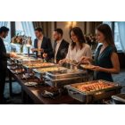 catering büfé chafing edényekkel rendezvényen