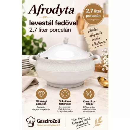 Afrodyta levestál fedővel 2,7 liter porcelán