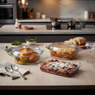 Simax jénai tál szett, 5 részes – hőálló, tartós üveg edénykészlet fedőkkel