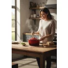 Zománcozott öntöttvas lábas fedővel – 3,8 literes, 24 cm átmérőjű