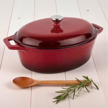 Ovális zománc bevonatos öntöttvas lábas 5,2 literes – Német minőség