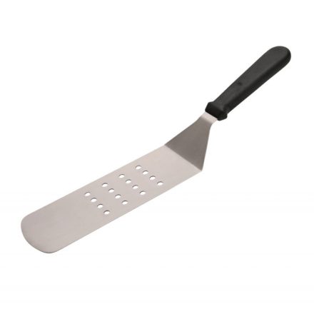 Perforált fordítólapát rozsdamentes acélból – 7,3x37,5 cm, ergonomikus nyéllel