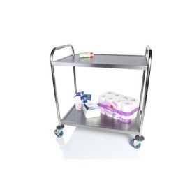   Zsúrkocsi, Tálalókocsi - 2 Polcos Rozsdamentes Fékezhető Kerekekkel